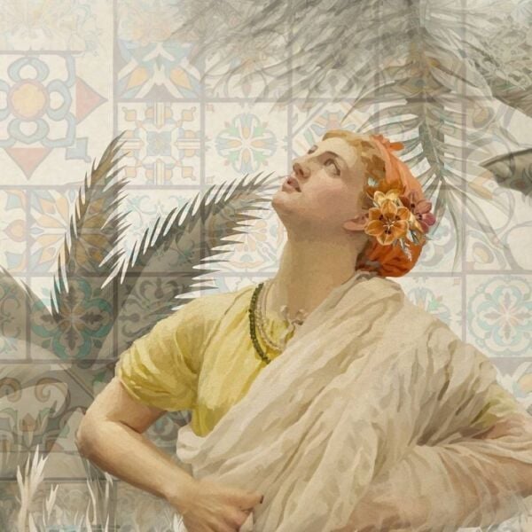 Antik Çağ Elbiseli Kadınlar ve Yapraklar Duvar Kağıdı