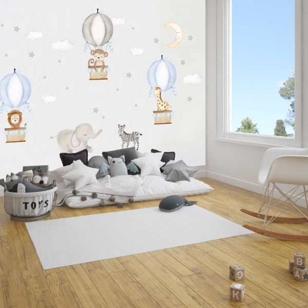 Uva Şirin Hayvanlar Uçan Balonda Duvar Kağıdı