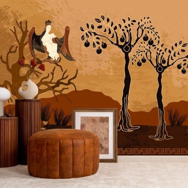 Nar Ağacı Melek Kadınlar Antik Duvar Kağıdı