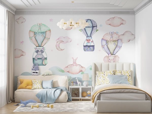 Uva Bulutlarda Sevimli Hayvanlar Duvar Kağıdı