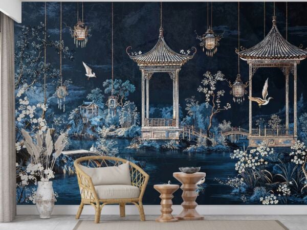 Çin Bahçesi Esintili Duvar Kağıdı