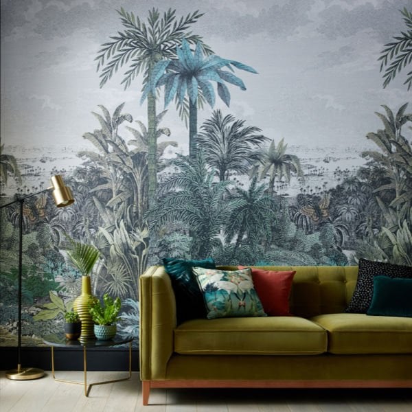 Tropik Orman Mavi Palmiye Ağacı Duvar Kağıdı