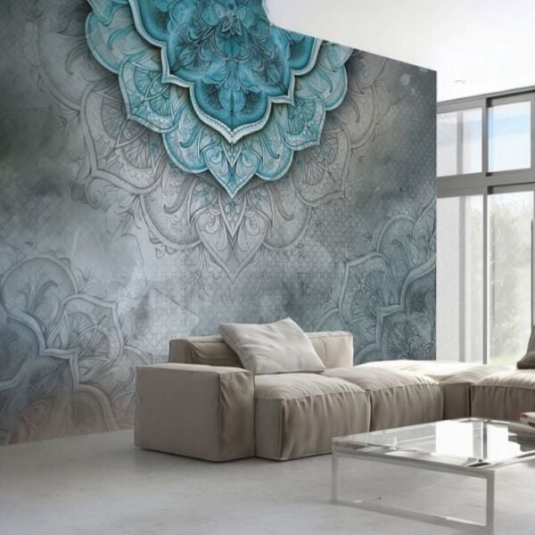 Turkuaz Newyork Mandala Duvar Kağıdı