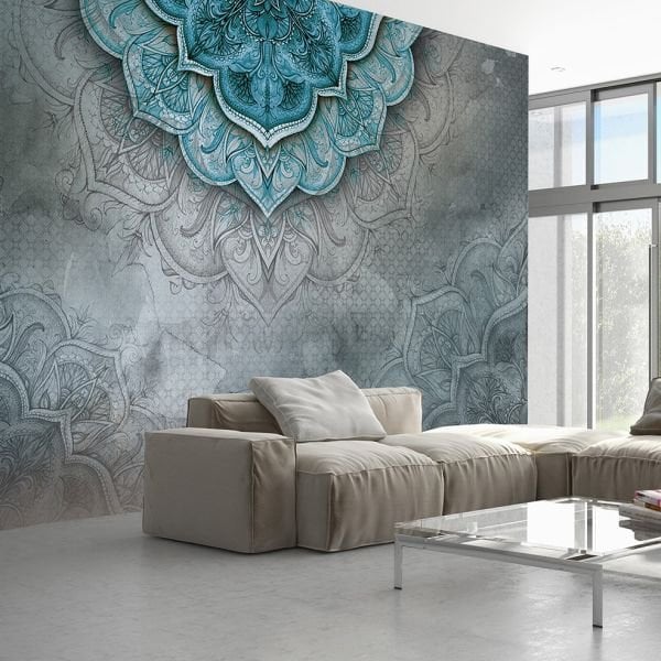 Turkuaz Newyork Mandala Duvar Kağıdı