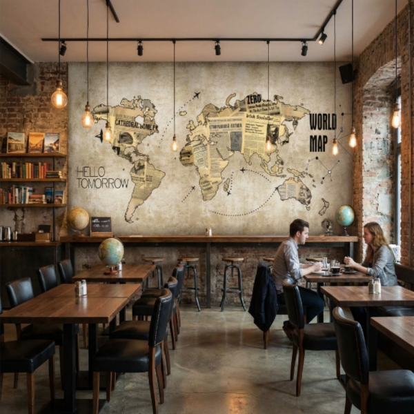 Gazetelerden Oluşan Dünya Haritası Duvar Kağıdı