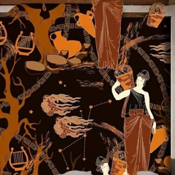 Mısırlı Çalışan Kadın Lir Müzik Aletleri Duvar Kağıdı