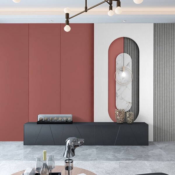 Geometrik Desen Bordo Gri Duvar Kağıdı