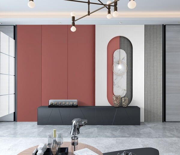 Geometrik Desen Bordo Gri Duvar Kağıdı