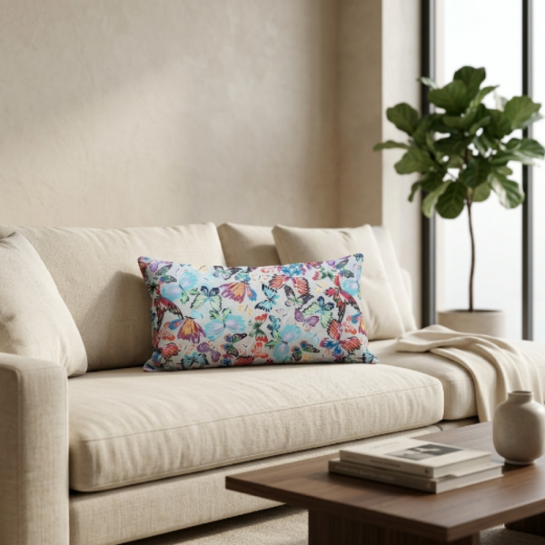 Kelebekli  Desen Dekoratif Bel Yastığı