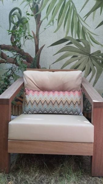 Zigzag Desen Somon Mavi Dekoratif Bel Yastığı