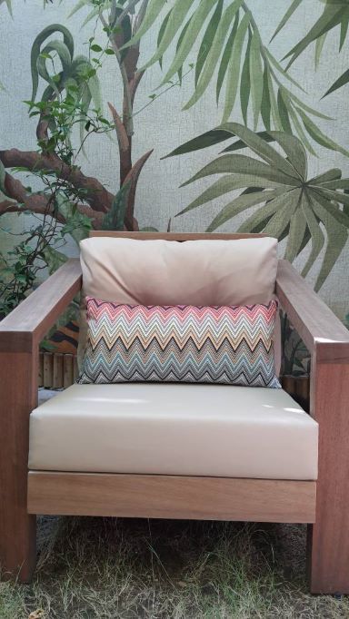Zigzag Desen Somon Mavi Dekoratif Bel Yastığı