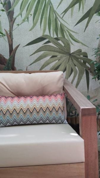 Zigzag Desen Somon Mavi Dekoratif Bel Yastığı