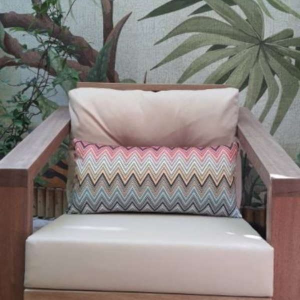 Zigzag Desen Somon Mavi Dekoratif Bel Yastığı