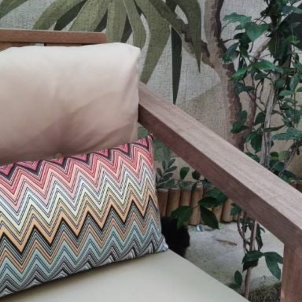 Zigzag Desen Somon Mavi Dekoratif Bel Yastığı