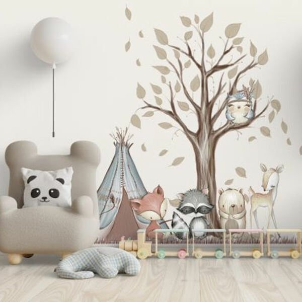 Kızılderili Minik Kuş Ve Arkadaşları Duvar Kağıdı