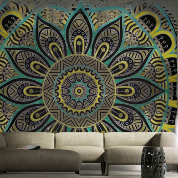 Yellow İznik Mandala Duvar Kağıdı