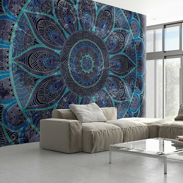 Blue İstanbul Mandala Desen Duvar Kağıdı