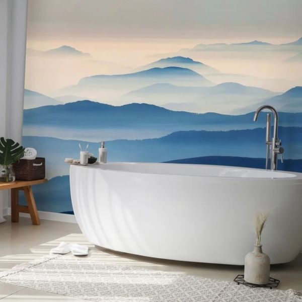 Misty Orman ve Dağlar Doğal Doğa Duvar Kağıdı