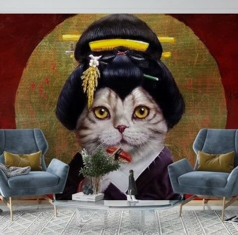 Figüratif Kedi Uzakdoğu Esintili Duvar Kağıdı