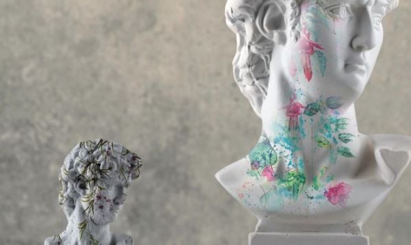 David Büstler Sütun Şamdan Duvar Kağıdı Kalın Sıva Dokulu Mat Genel Alan Kullanımına Uygundur.