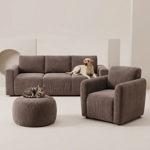 Azure Pati Dostu Kumaş Vizon Kahverengi