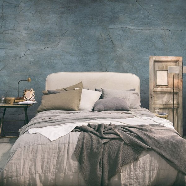 Çatlamış Duvar Desen Lacivert Mavi Duvar Kağıdı