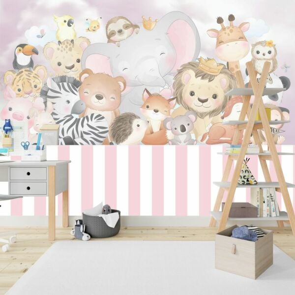 Yargı Dizi Çocuk Odası Minik Şirin Neşeli Hayvanlar Duvar Kağıdı