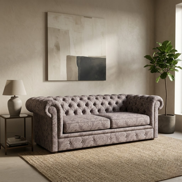 Çiçekli Klasik Desen Döşemelik Kumaş Kombinli