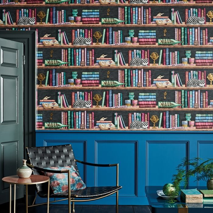 Fornasetti Kütüphane Desen Duvar Kağıdı