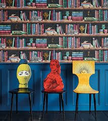 Fornasetti Kütüphane Desen Duvar Kağıdı