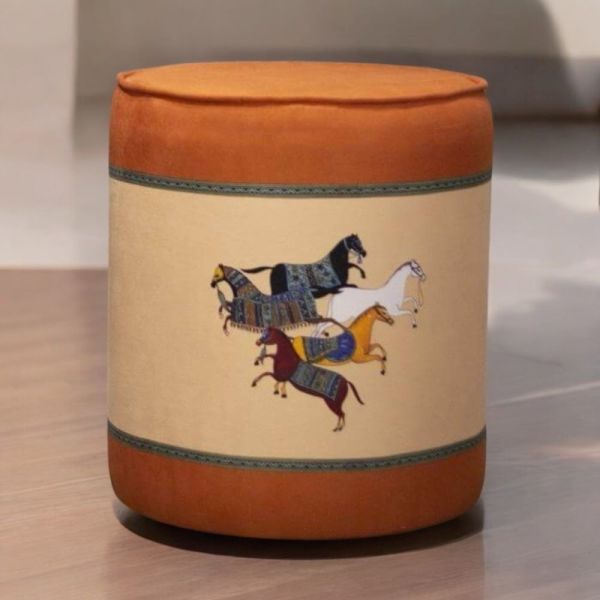 Hermes Atlar Desen Kumaş Puf