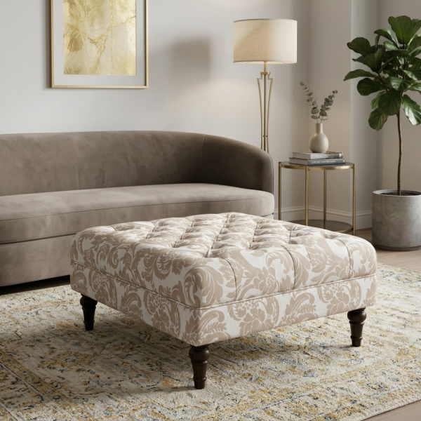 Çiçekli Klasik Desen Döşemelik Kumaş Kombinli