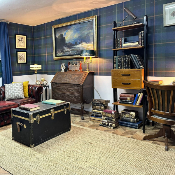 Yüz Yıllık Mucize Kemal ( Birkan Sokullu ) Çalışma Odası Ekoseli Duvar Kağıdı