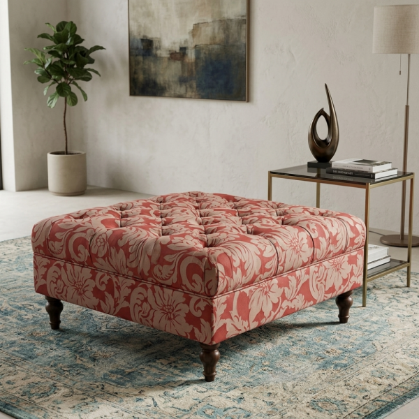 Çiçekli Klasik Desen Döşemelik Kumaş Kombinli