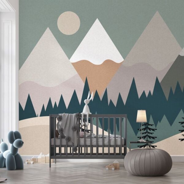 Çam Ağaçları Üçgen Dağlar Duvar Kağıdı