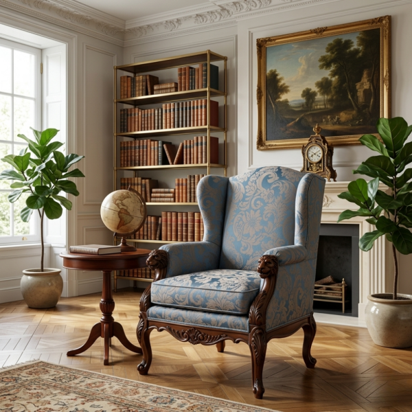 Çiçekli Klasik Desen Döşemelik Kumaş Kombinli