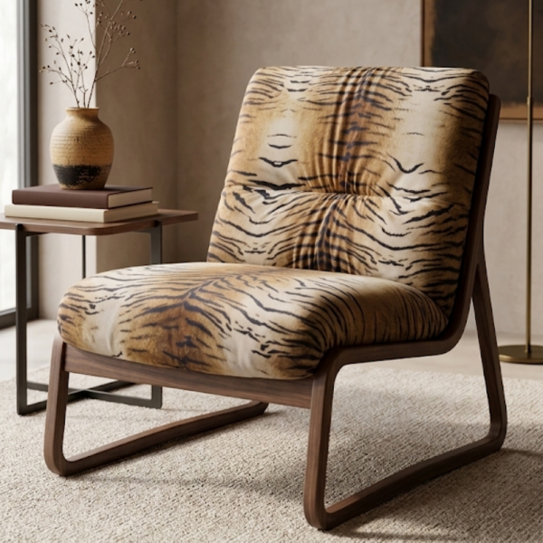 Kaplan Desen Kadife Baskılı Döşemelik Kumaş