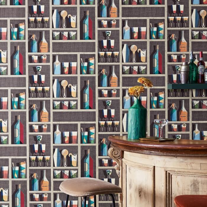 Fornasetti Kokteyl Desen Renkler Duvar Kağıdı