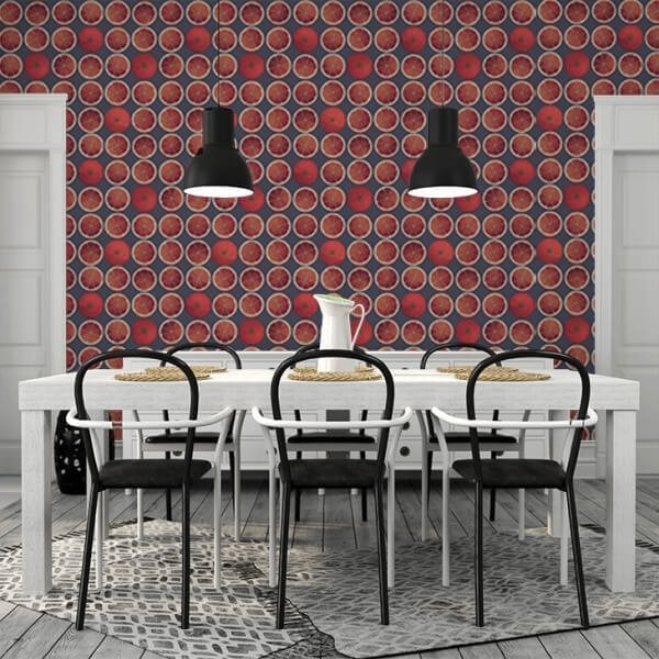Fornasetti Arance Portakal Kırmızı Duvar Kağıdı