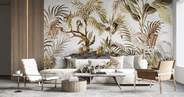 Uva Soft Renkli Orman Turna Kuşu Duvar Kağıdı