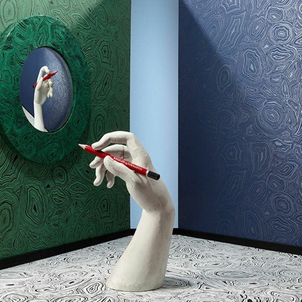 Fornasetti Malakit Değerli Taş Lacivert Duvar Kağıdı