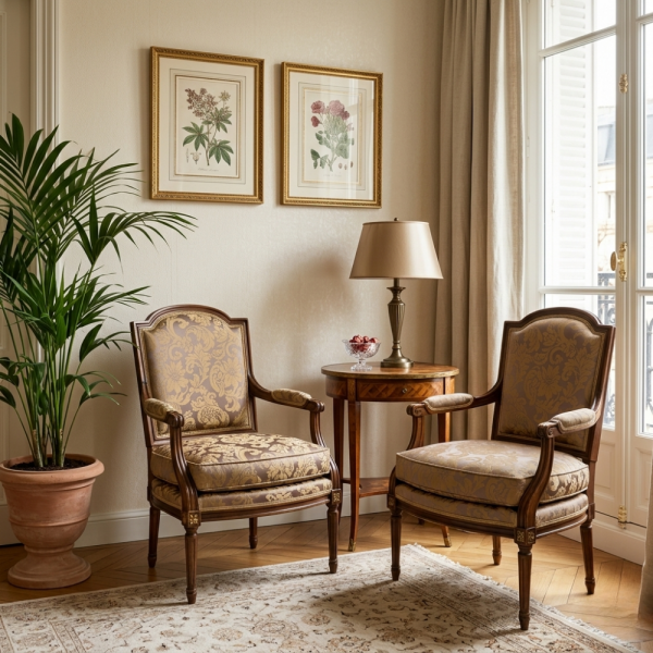 Çiçekli Klasik Desen Döşemelik Kumaş Kombinli