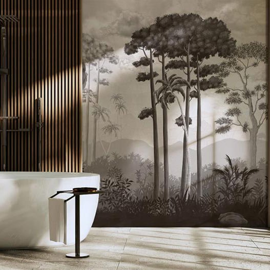 Sisli Orman Dağ Manzarası Duvar Kağıdı