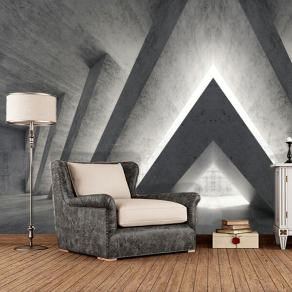 Geometrik Beton Piramit Desen Duvar Kağıdı