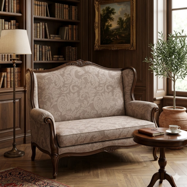 Çiçekli Klasik Desen Döşemelik Kumaş Kombinli