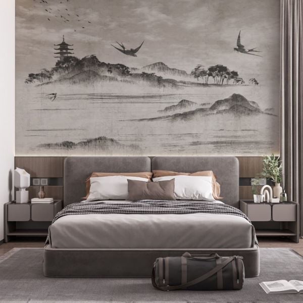 Arthwin Siyah Beyaz Dağlar Duvar Kağıdı