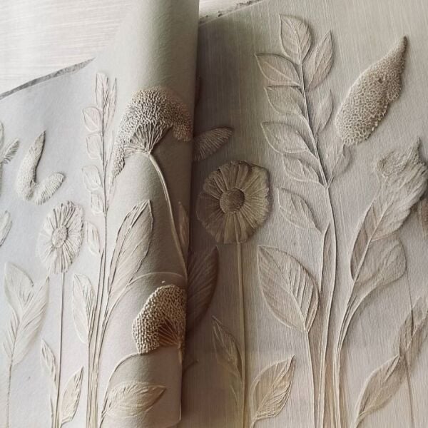 Modern 3D Çiçek Motifli Duvar Kağıdı