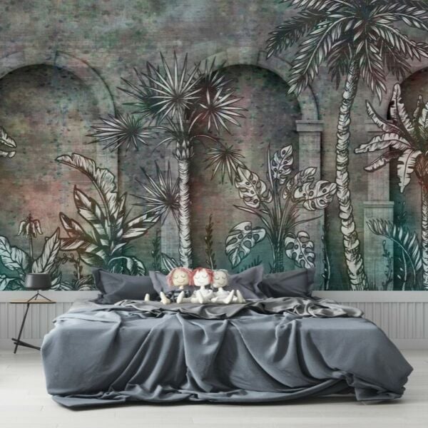 Uva Saray Roma Sütunları Ağaçlı Bahçe Duvar Kağıdı