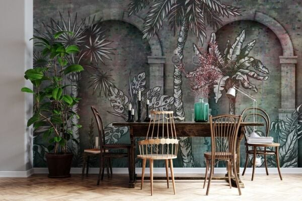 Uva Saray Roma Sütunları Ağaçlı Bahçe Duvar Kağıdı