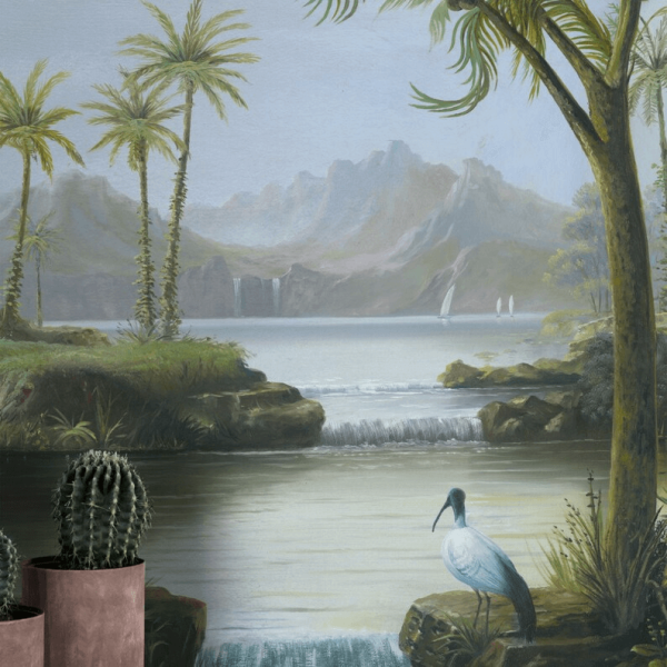 Uva Dağlar Arasında Şelale Palmiye Ağaçları Duvar Kağıdı